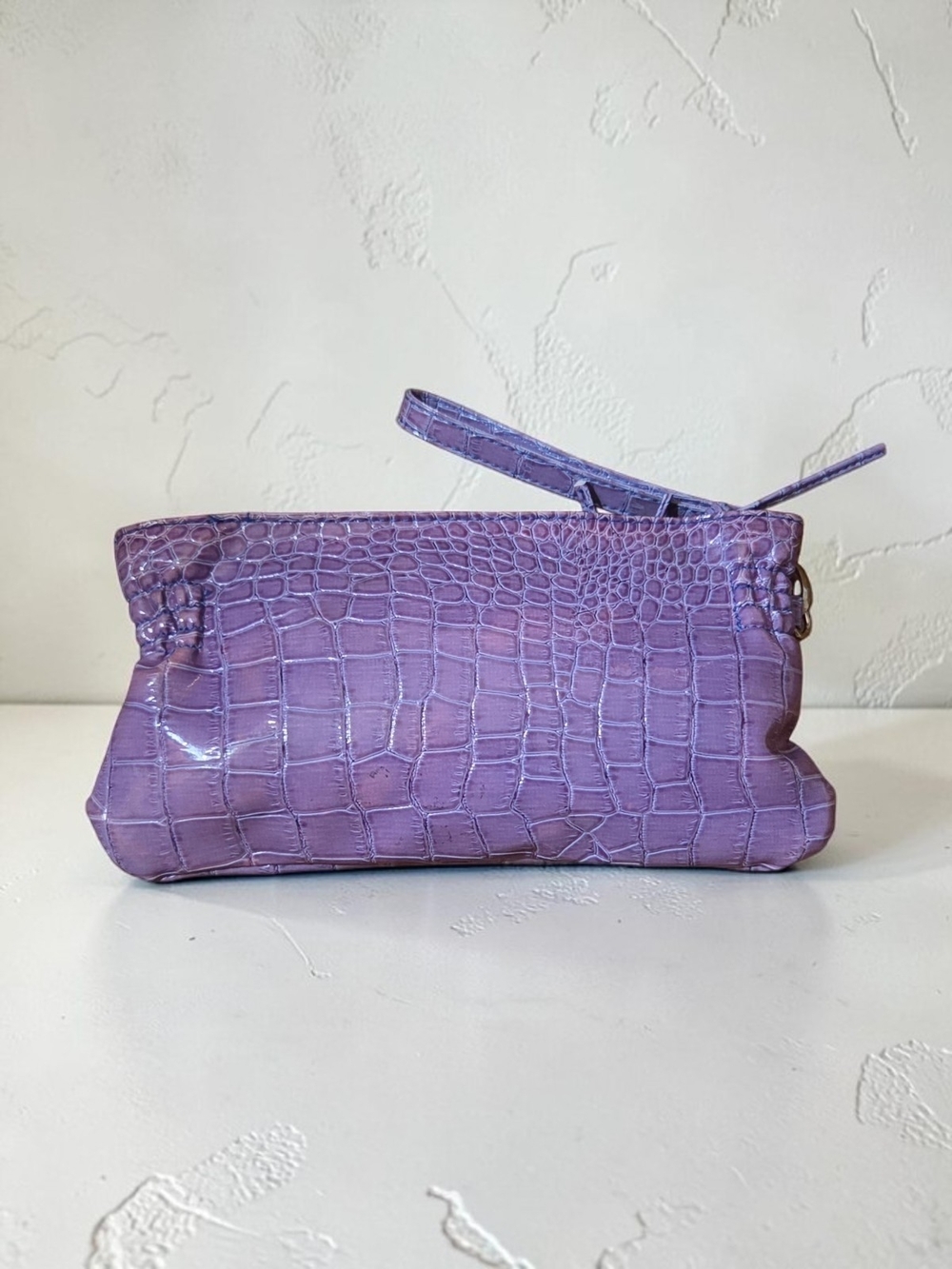 Purple Faux Croc-Embossed Wristlet Clutch ♡ - Picture 2 of 7